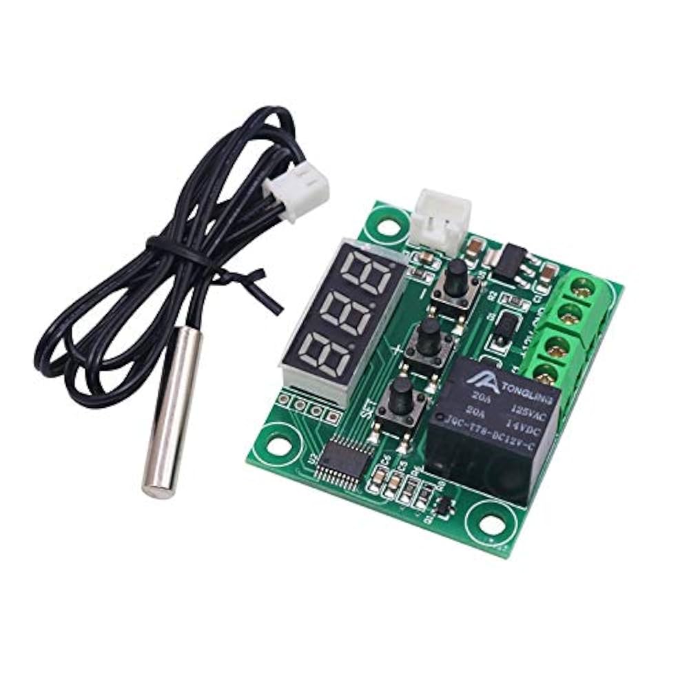 Picture of W1209 XH-W1209 Digital LED Display Thermostat DC 12V AC 220V Digital Temperature Controller Boards Incubator Switches Module With Waterproof NTC Probe Cables & 10A Relay (1 kg)