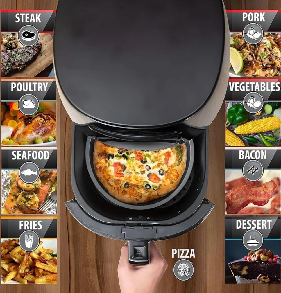 Picture of Electric Silver Crest Air Fryer for Making Health Quality Fried Chicken, Beef, Pizza 2400 Watt - 6 Liter