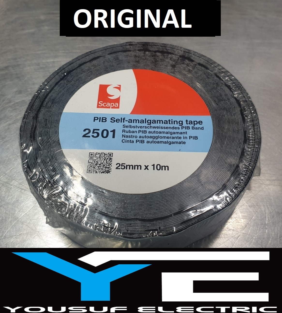 Picture of PIB SELF AMALGAMATING Tape 25mm Width 10M Length 2501 Self Amalgamating Tape For Perfect for Weatherproofing Cables Connections - Black