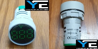 Picture of Digital Voltage Meter Ac60-500V Mini 22Mm Ad16 Ac Voltage Panel Meter Indicator Volt Lamp Round Digital Display Volt Meter - Multimeter