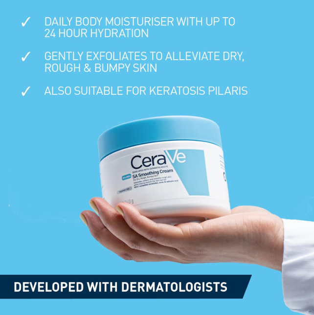 Picture of CeraVe SA Smoothing Cream with Salicylic Acid & Urea – Exfoliating Moisturizer for Rough & Bumpy Skin (12 oz / 340 g)