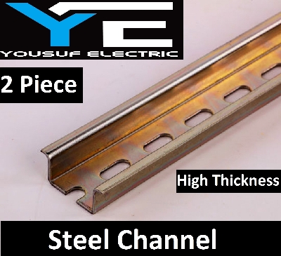 Picture of MCB Channel mounting bracket 2 piece pack sp dp tp channel steel Din rail channel high grade - Yellow