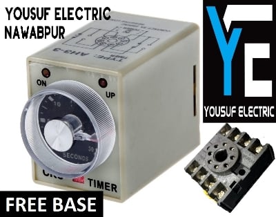 Picture of Time Relay timer Adjustable 30 seconds 8 pin AC 220V with base - Grey