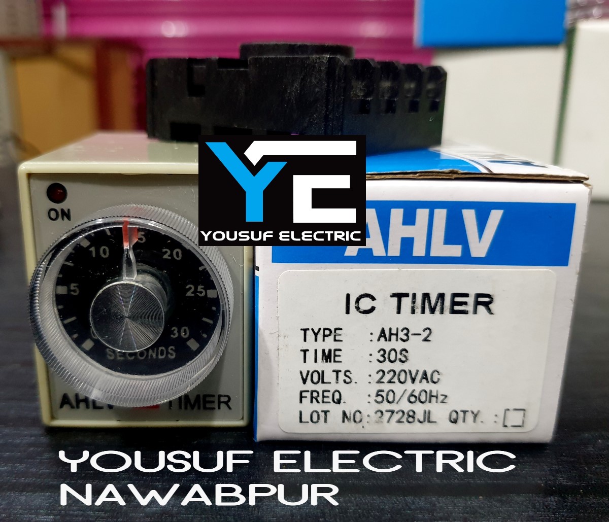Picture of Time Relay timer Adjustable 30 seconds 8 pin AC 220V with base - Grey