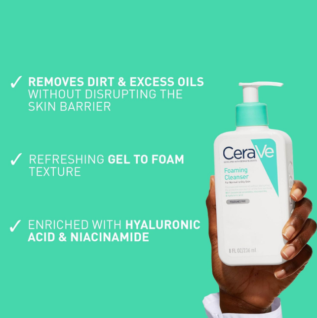 Picture of CeraVe Foaming Cleanser – Gentle Face Wash for Normal to Oily Skin 236 ml(White)