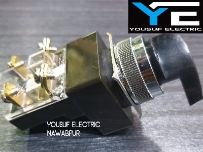 Picture of Selector switch on off rotary 5A To 10A switch knob switch VAC250 Hanyoung two position 1NO 1 NC 4 terminal industrial switch - Black