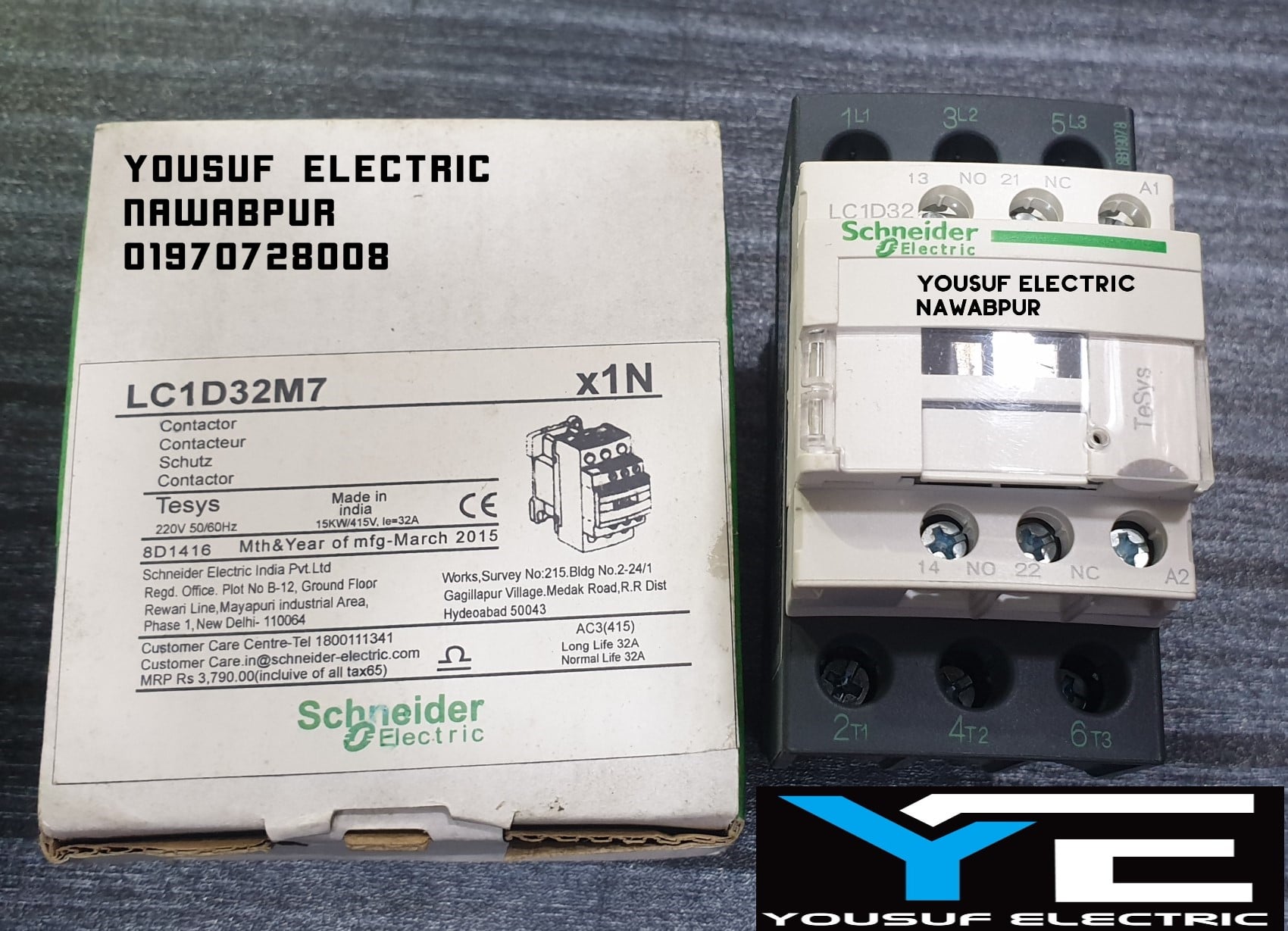 Picture of Magnetic contactor switch schneider LC1D32 tesys AC 220V ITH 50A - White