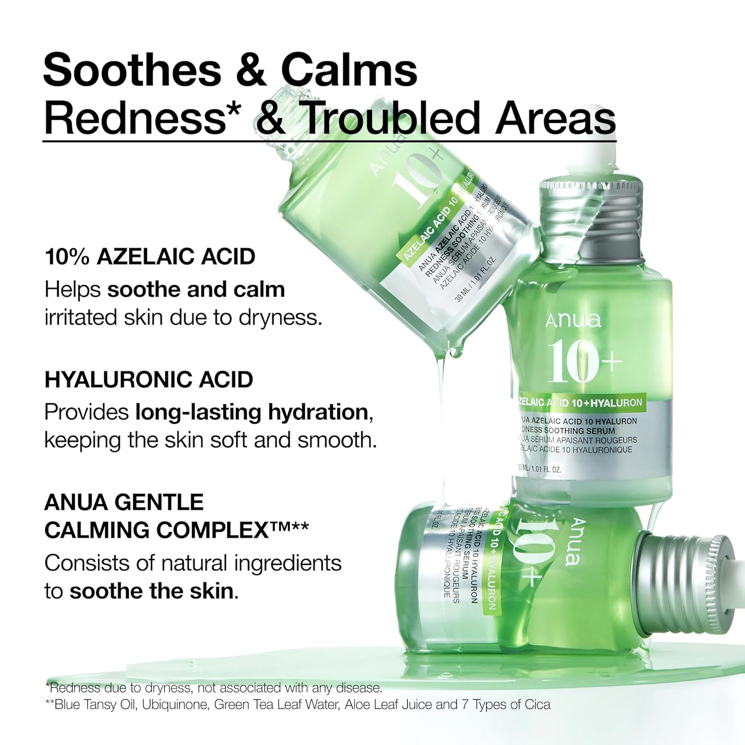 Picture of Anua Azelaic Acid 10 + Hyaluron Redness Soothing Serum – Lightweight Calming Formula for Sensitive & Irritated Skin, 30ml