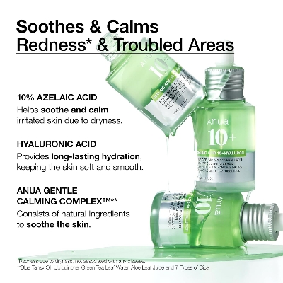 Picture of Anua Azelaic Acid 10 + Hyaluron Redness Soothing Serum – Lightweight Calming Formula for Sensitive & Irritated Skin, 30ml