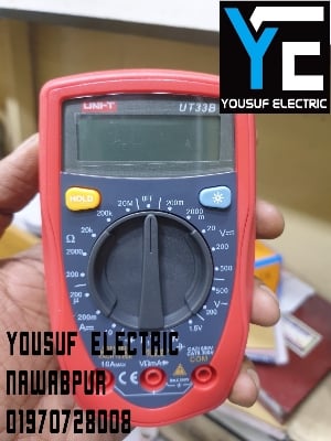 Picture of UNI-T UT33B+ Digital Multimeter - Auto Backlight Off - Loud Buzzer - Ergonomically Designed Rotary Switch AC DC Voltage Resistance Diode Battety Tester LCD Backlight - Red