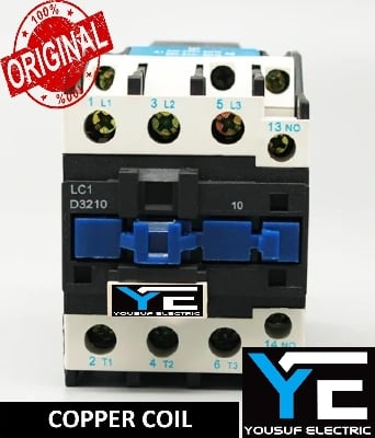 Picture of Magnetic Contactor Telemecanique LC1 D32 3 Phase 50 Ampere AC 3p NO NC Copper coil Voltage AC 220V three phase for Industrial use replace Finder Relay - Black