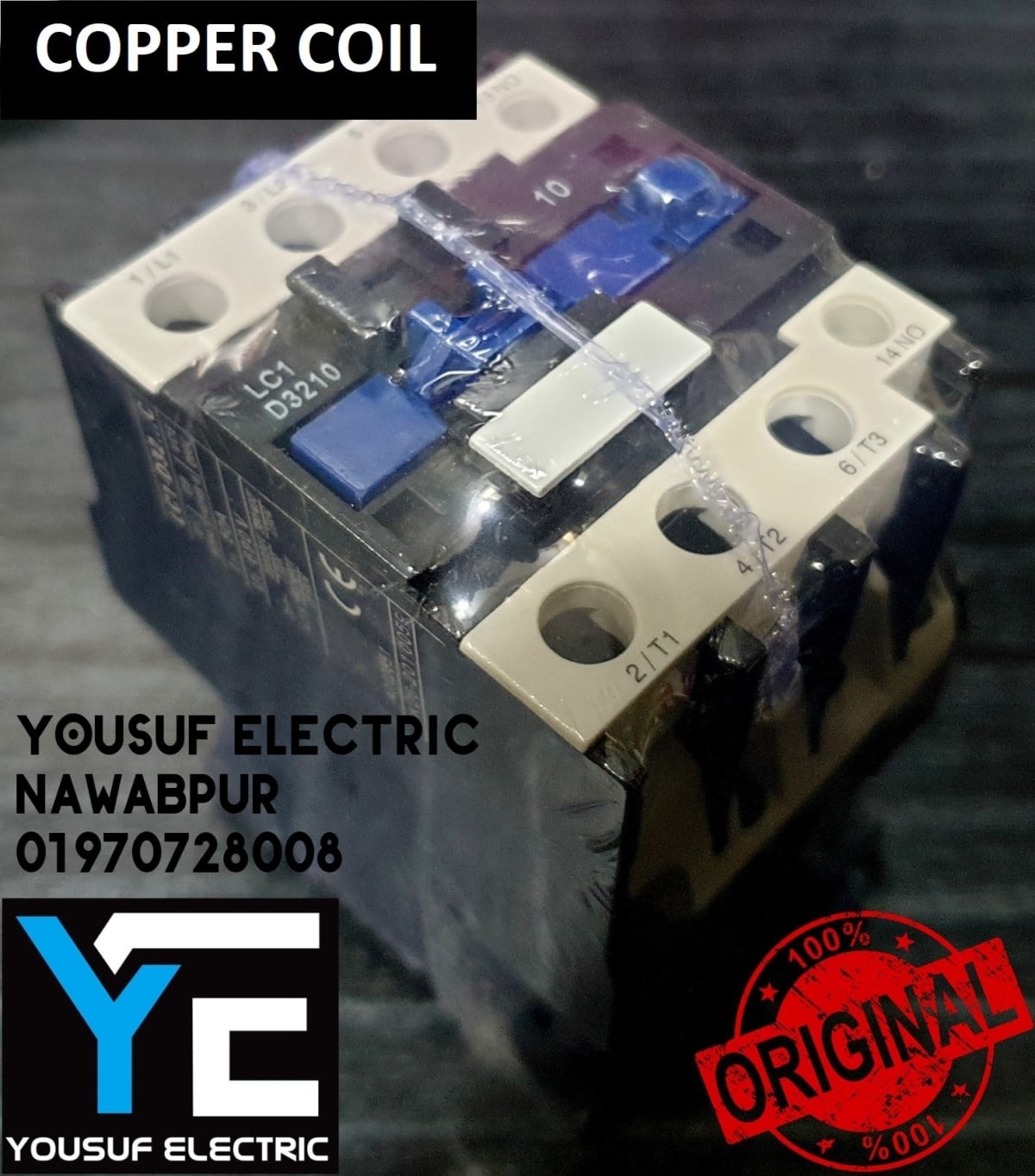 Picture of Magnetic Contactor Telemecanique LC1 D32 3 Phase 50 Ampere AC 3p NO NC Copper coil Voltage AC 220V three phase for Industrial use replace Finder Relay - Black