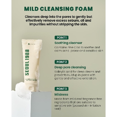 Picture of K-Secret Seoul 1988 Cleansing Foam with Pine Cica 1% & Probiotics – Deep Cleansing & Acne Care (150ml)-(OFF White)