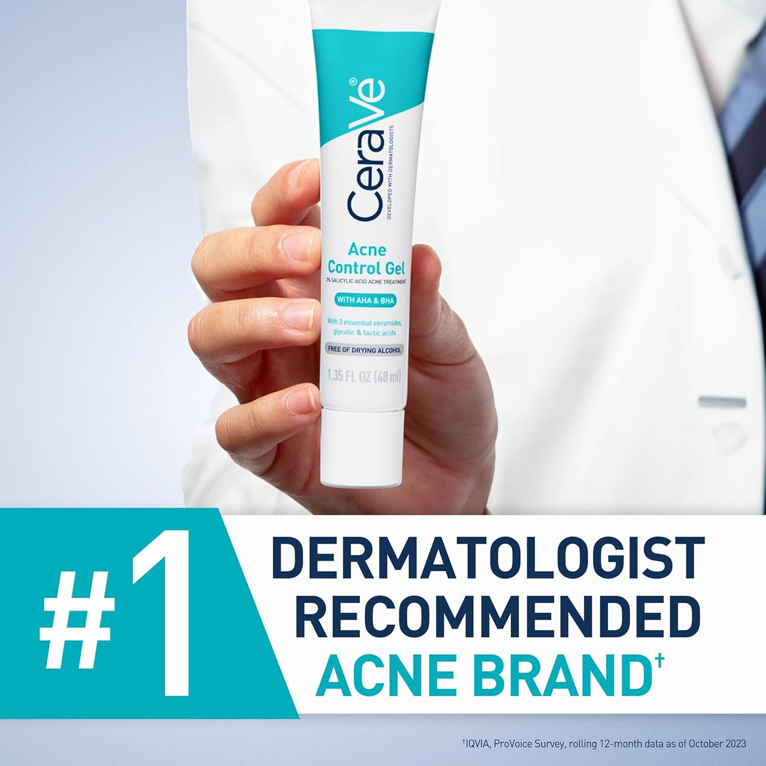 Picture of CeraVe Acne Control Gel with 2% Salicylic Acid, AHA & BHA – Clears Acne & Prevents Breakouts 40ml