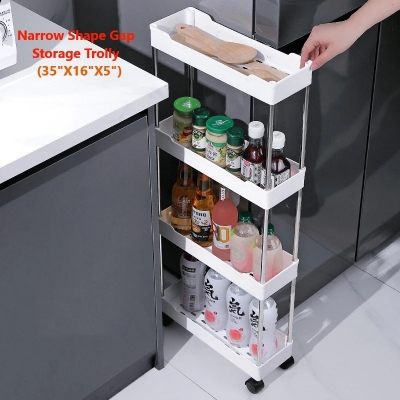 Picture of Narrow Type Multi Purpose Gap Storage Trolly Rack Multifunctional Movable Gap Storage Cart
