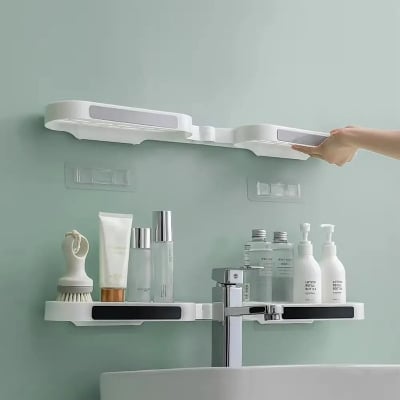 Picture of 180 Degree Corner Rotating Wall-mounted Bathroom Organizer Storage Rack