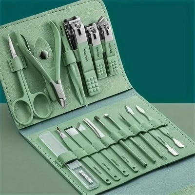 Picture of 16Pcs Nail Clipper Set Nail Cutter Scissors Nail Polishing Stainless Steel Pedicure Trimmer Folding Storage Bag,Pedicure, Manicure Tool