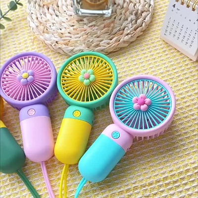 Picture of USB Mini Handheld Wind Power Fan With Portable Phone Holder Student Office - Multicolor