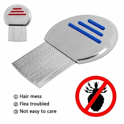 Picture of Stainless Steel Terminator Lice Comb Children Hair Removal Headdress Super Density Teeth Remove Nits Comb Dog Brushes - Silver,50gm