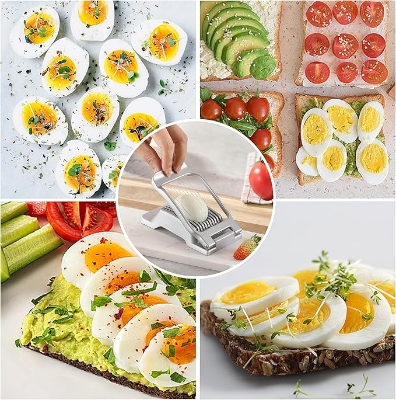 Picture of Stainless Steel Boiled Egg Slicer Section Cutter Mushroom Kitchen Chopper - Silver