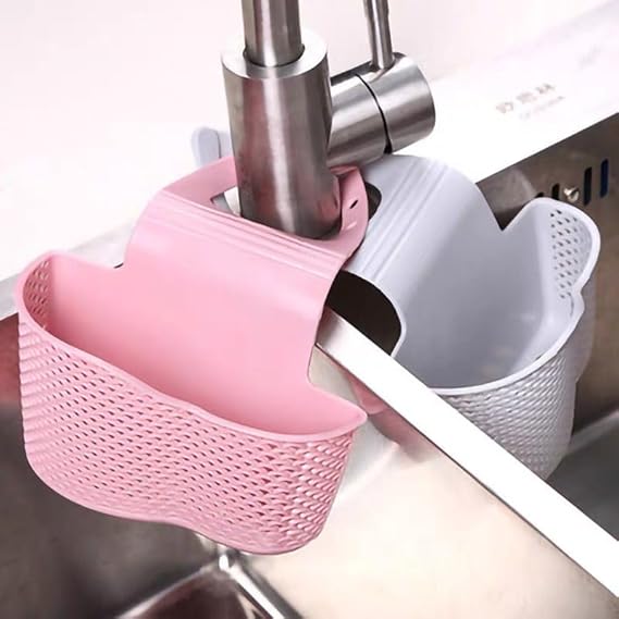 Picture of Sink Sponge Holder for Kitchen,Sponge Holder for Kitchen Sink,Hanging Bathtub Caddy Organizer with Adjustable Strap,Save Sink - Multicolor