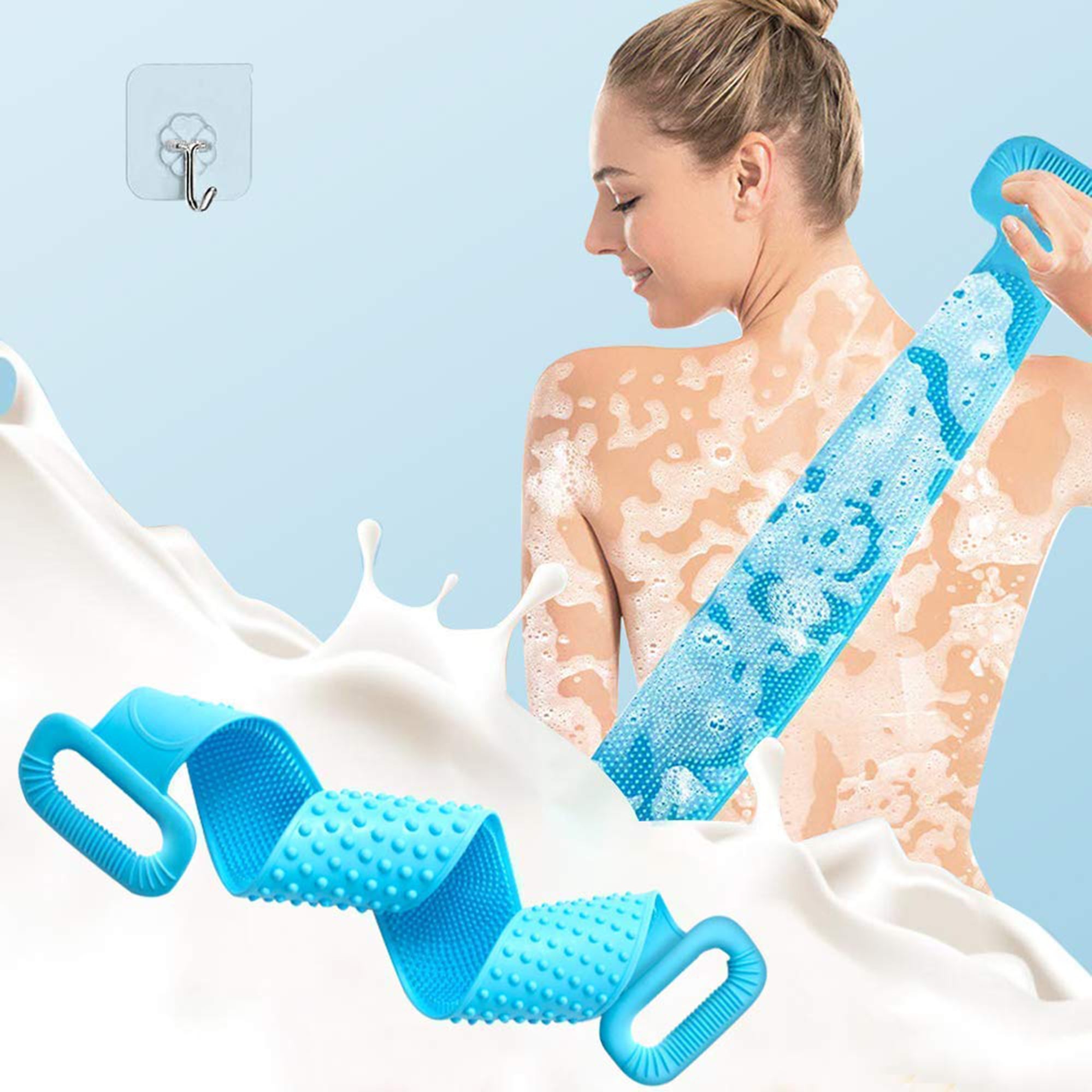 Picture of Silicone Back Scrubber Bath Belt Double-Sided Massage Body Wash Brush - Multicolor