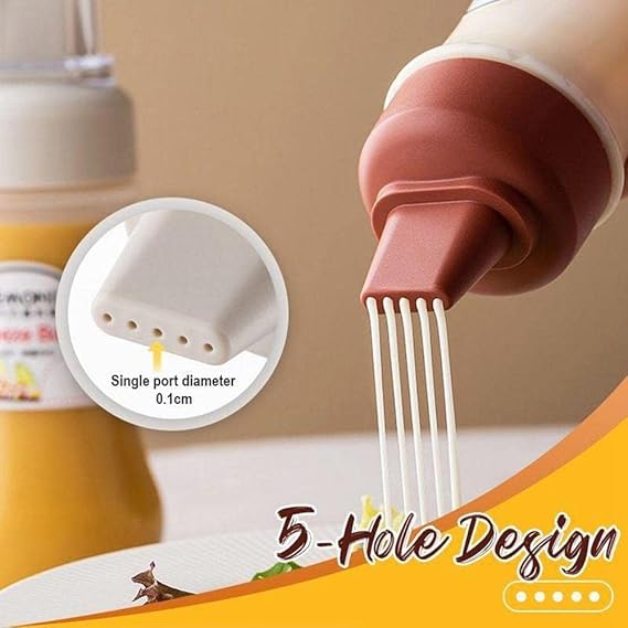 Picture of Sauce Dispenser Bottle, Multipurpose Kitchen Tools | Portable Sauce Bottle with Lid Five Holes | 280ml Squeeze Bottle - Multicolor