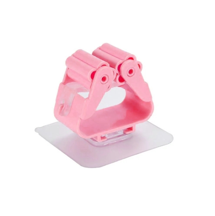 Picture of Plastic Mop Holder and Broom Holder Wall Mounted Self Adhesive Broom Stick Holder, Anti-Slip Broom Organizer, Multifunction Mop & Broom Stand for Kitchen, Bathroom - Multicolor