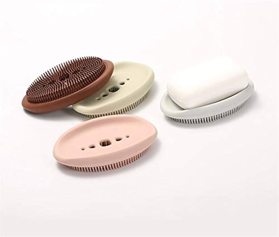 Picture of Multifunctional Silicone Soap Box With Brush Kitchen Bathroom Cleaning Brush Soap - Multicolor