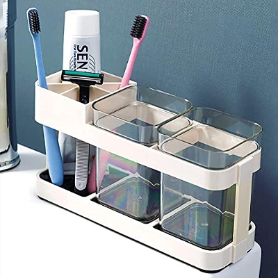 Picture of Toothbrush Holder Automatic Toothbrush Dispenser Holder Electric Toothbrush Storage Box Bathroom - Off White