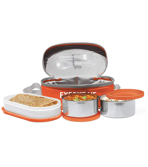 Picture of Milton Executive Lunch Box Soft Insulated Tiffin Box (2 SS Container,1 Microwave Safe Container) - Multicolor