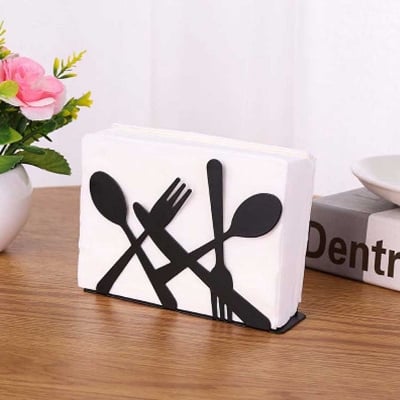 Picture of Metal Table Tissue Paper Holder with 1 Pack of Tissue Paper, Tabletop Paper Napkin Holder - Black