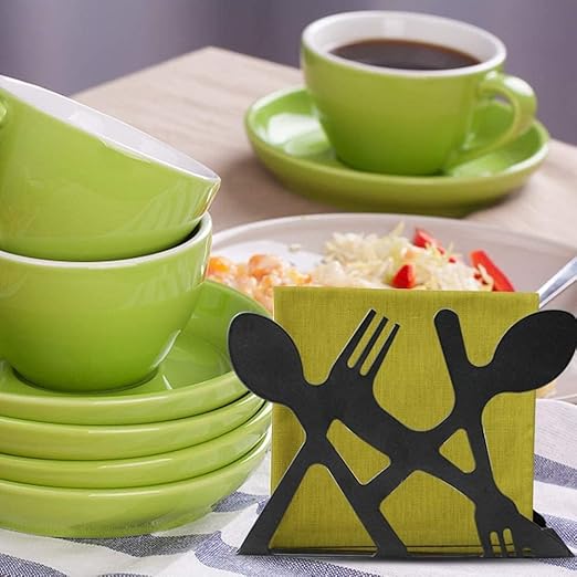 Picture of Metal Table Tissue Paper Holder with 1 Pack of Tissue Paper, Tabletop Paper Napkin Holder - Black
