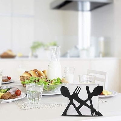 Picture of Metal Table Tissue Paper Holder with 1 Pack of Tissue Paper, Tabletop Paper Napkin Holder - Black
