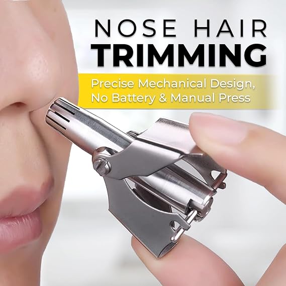 Picture of Manual Nose & Ear Hair Clipper Trimmer | Stainless Steel Painless Trimmer with Storage Case & Cleaning - Silver