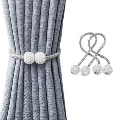 Picture of Magnetic Curtain Tiebacks, 2pcs Curtain Tie Backs Curtain Clips Rope Holdbacks Curtain Holder Buckles For Home Office hotel Window - Multicolor
