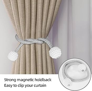 Picture of Magnetic Curtain Tiebacks, 2pcs Curtain Tie Backs Curtain Clips Rope Holdbacks Curtain Holder Buckles For Home Office hotel Window - Multicolor