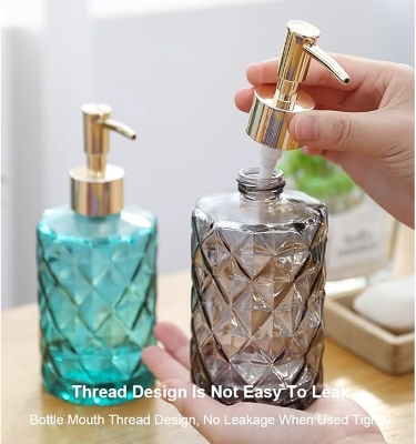 Picture of Liquid Soap Dispenser330MLDetergent Lotion Pump BottleBathroom Round Shampoo Foam Dispensers Glass - Multicolor