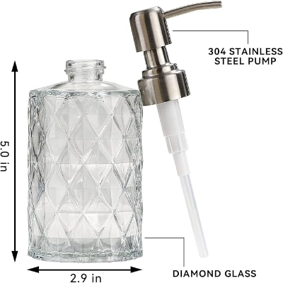 Picture of Liquid Soap Dispenser330MLDetergent Lotion Pump BottleBathroom Round Shampoo Foam Dispensers Glass - Multicolor