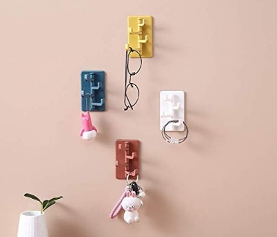 Picture of Hooks for Hanging Hooks for Hanging Adhesive Hooks, 4PCS Organ Strong Wall Hooks, Wall Mounted Waterproof Kitchen Bathroom Storage Rack Hook - Multicolor