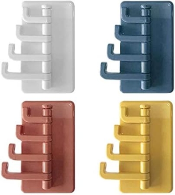Picture of Hooks for Hanging Hooks for Hanging Adhesive Hooks, 4PCS Organ Strong Wall Hooks, Wall Mounted Waterproof Kitchen Bathroom Storage Rack Hook - Multicolor