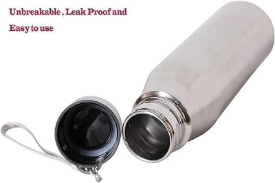 Picture of Helloworld 1 Pc 700Ml Stainless Steel Sports Water Bottle - Ideal For Sports Activities - On-The-Go Hydration - Silver