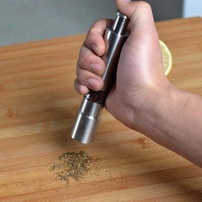 Picture of Handmade professional stainless steel small pepper mills spice seasoning condiment salt and pepper mill - Silver