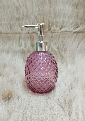 Picture of Glass Soap Dispenser with Rust Proof Pump, Refillable Liquid Hand Soap Dispenser for Bathroom, Premium Kitchen handwash Dispenser (Clear) Diamond Design - Multicolor
