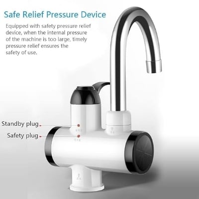 Picture of Electric Water Heater Faucet Hot Tap with Shower Home-Kitchen- Bathroom LED Temperature Electric Heating Tankless Water Heaters with Shower(3000W) (Water Heater Tap With Shower) - Multicolor
