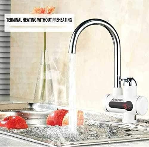 Picture of Electric Water Heater Faucet Hot Tap with Shower Home-Kitchen- Bathroom LED Temperature Electric Heating Tankless Water Heaters with Shower(3000W) (Water Heater Tap With Shower) - Multicolor