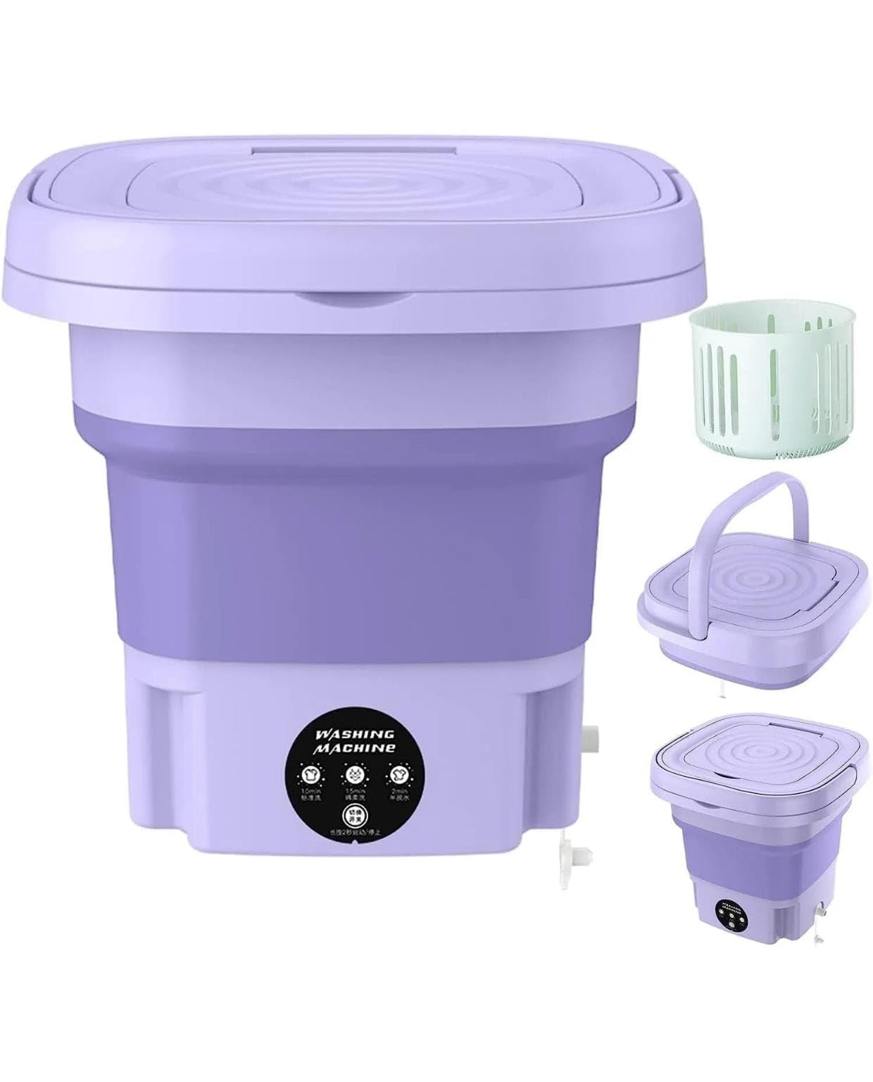 Picture of Foldable Washing Machine, 8L High Capacity Mini Washer, with 3 Modes Deep Cleaning,Half Automatic Small Washer - Multicolor
