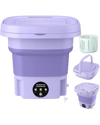 Picture of Foldable Washing Machine, 8L High Capacity Mini Washer, with 3 Modes Deep Cleaning,Half Automatic Small Washer - Multicolor