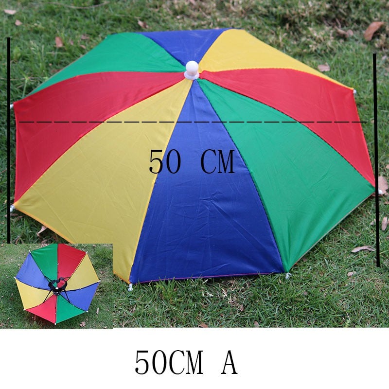 Picture of Foldable Head Umbrella Hat Anti-rain Sun Shade Fishing Cap for Outdoor Fishing Foldable Umbrella Cap Fishing Tools - Multicolor