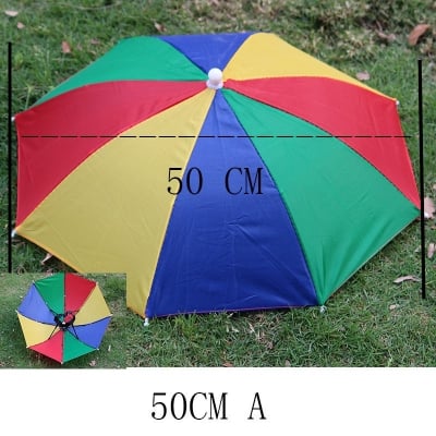 Picture of Foldable Head Umbrella Hat Anti-rain Sun Shade Fishing Cap for Outdoor Fishing Foldable Umbrella Cap Fishing Tools - Multicolor